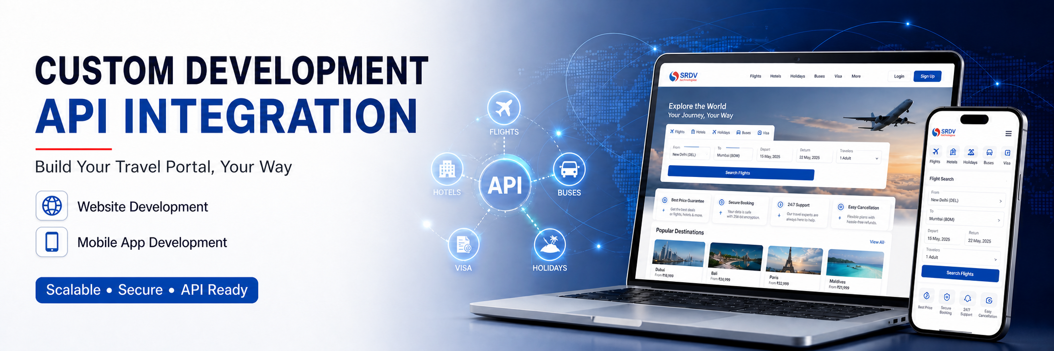 Custom travel portal development and API integration