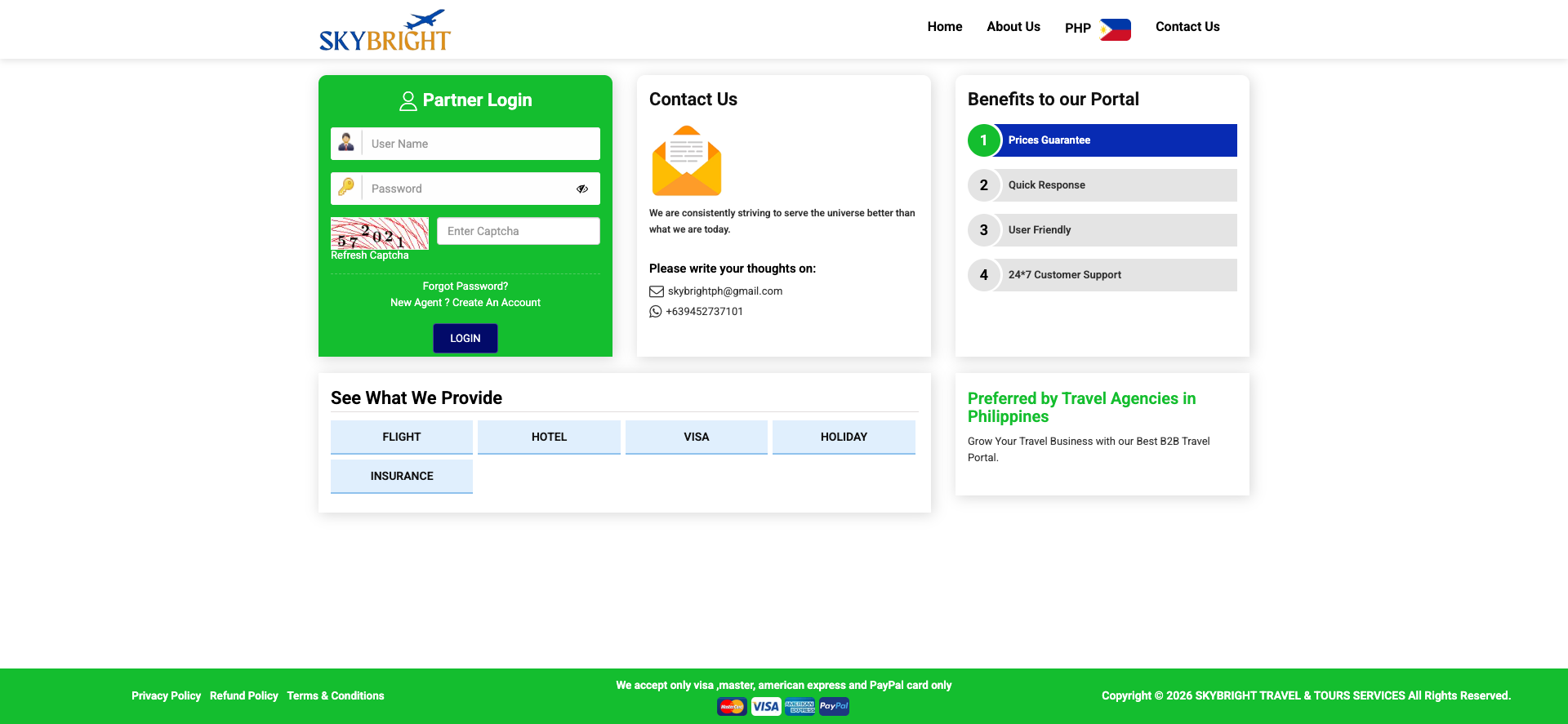 Skybright website preview