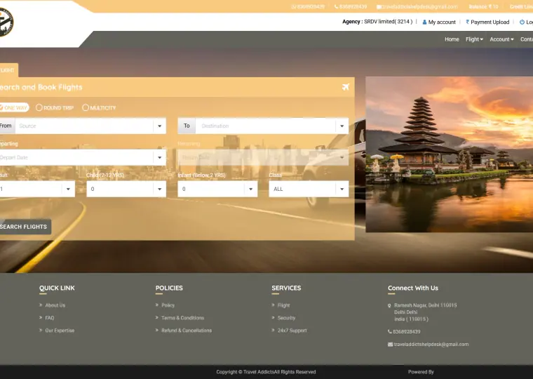 Travel Addicts website interface