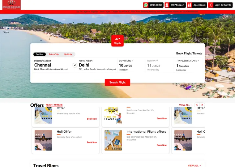 Ramnad Exchange & Travels website interface