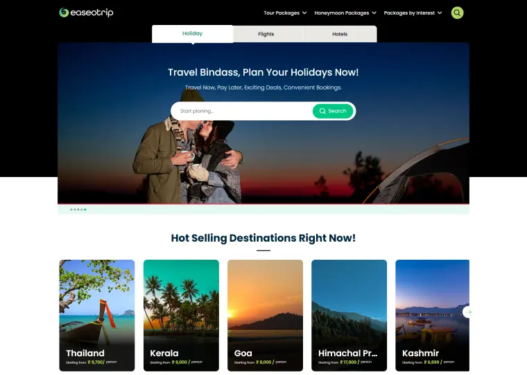 EaseOtrip website interface