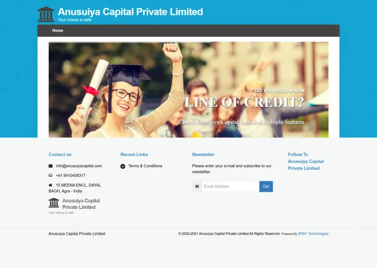 Anusuiya Capital website interface