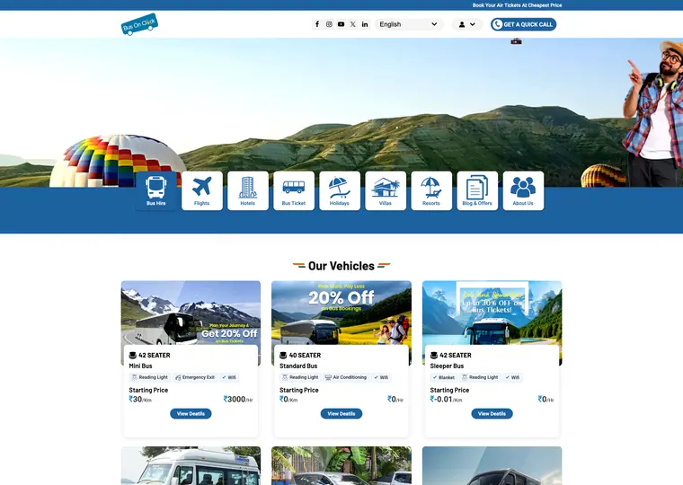 Bus On Click website interface