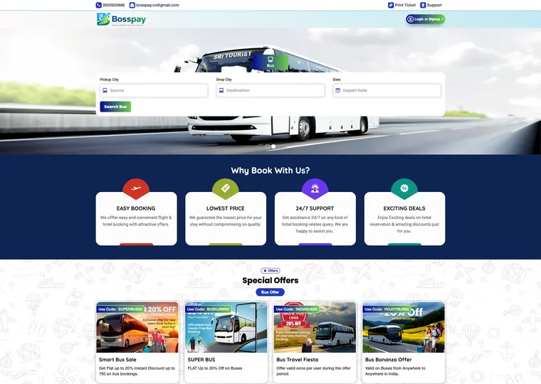 Bosspay website interface
