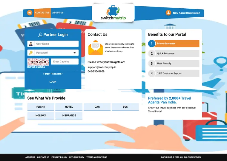 Switch My Trip website interface